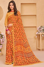 Load image into Gallery viewer, Yellow Regular Wear Georgette Printed Saree
