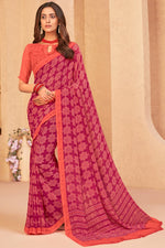 Load image into Gallery viewer, Pink Color Regular Wear Georgette Fabric Printed Saree
