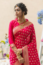 Load image into Gallery viewer, Pink Color Attractive Weaving Work Banarasi Silk Saree
