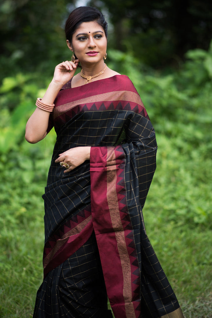 Black Color Art Silk Fabric Festive Look Awesome Saree
