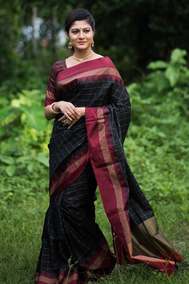 Black Color Art Silk Fabric Festive Look Awesome Saree