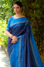 Load image into Gallery viewer, Art Silk Fabric Festive Look Beatific Saree In Navy Blue Color
