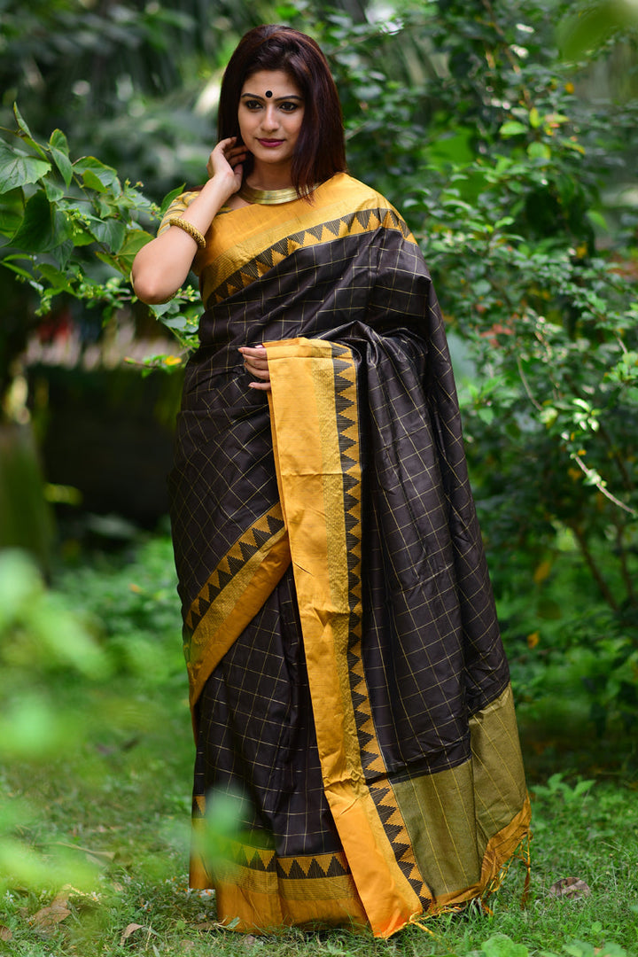 Festive Look Brown Color Inventive Saree In Art Silk Fabric