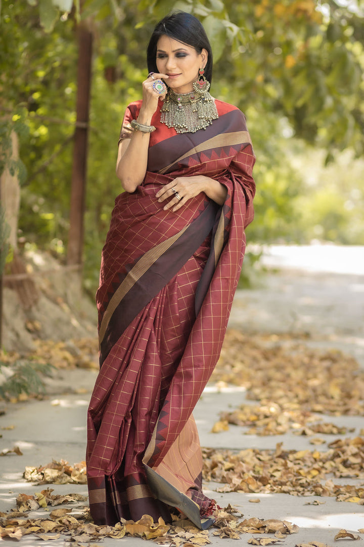 Maroon Color Art Silk Fabric Festive Look Classic Saree