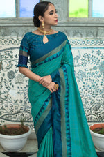 Load image into Gallery viewer, Sea Green Color Art Silk Fabric Festive Look Vintage Saree
