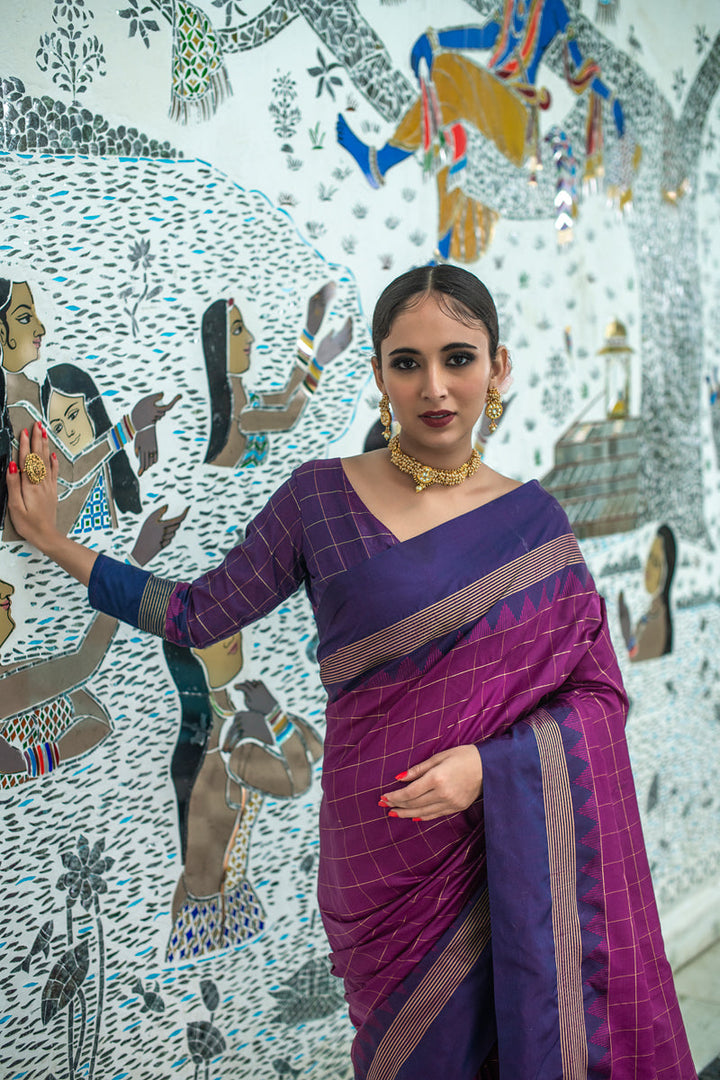 Wine Color Art Silk Fabric Festive Look Tempting Saree
