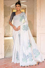 Load image into Gallery viewer, Cream Muga Cotton Fabric Weaving Work Casual Saree
