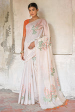 Load image into Gallery viewer, Cream Color Muga Cotton Fabric Weaving Work Saree
