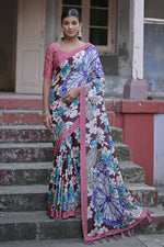 Load image into Gallery viewer, Cotton Silk Brown Color Floral Printed Saree
