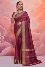 Load image into Gallery viewer, Maroon Exclusive Zari Woven Border Cotton Fabric Sarees
