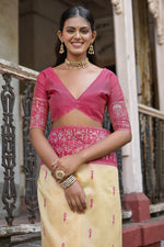 Load image into Gallery viewer, Attractive Woven Border Handloom Raw Silk Simple Saree In Beige Color
