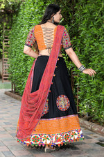 Load image into Gallery viewer, Cotton Fabric Black Color Printed Work Bright Lehenga
