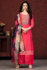 Load image into Gallery viewer, Elegant Pink Resham Embroidered Work Palazzo Suit
