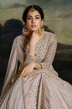 Load image into Gallery viewer, Sonal Chauhan Imperial Beige Color Net Fabric Sharara Top Lehenga With Embroidered Work
