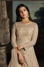 Load image into Gallery viewer, Sonal Chauhan Beige Color Glittering Net Fabric Wedding Wear Anarkali Suit
