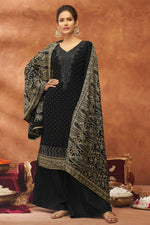 Load image into Gallery viewer, Georgette Black Color Function Wear Winsome Fancy Work Palazzo Suit
