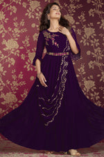 Load image into Gallery viewer, Albescent Purple Color Embroidered Readymade Party Style Gown
