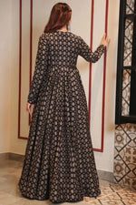 Load image into Gallery viewer, Charming Black Color Muslin Fabric Festive Look Readymade Printed Gown

