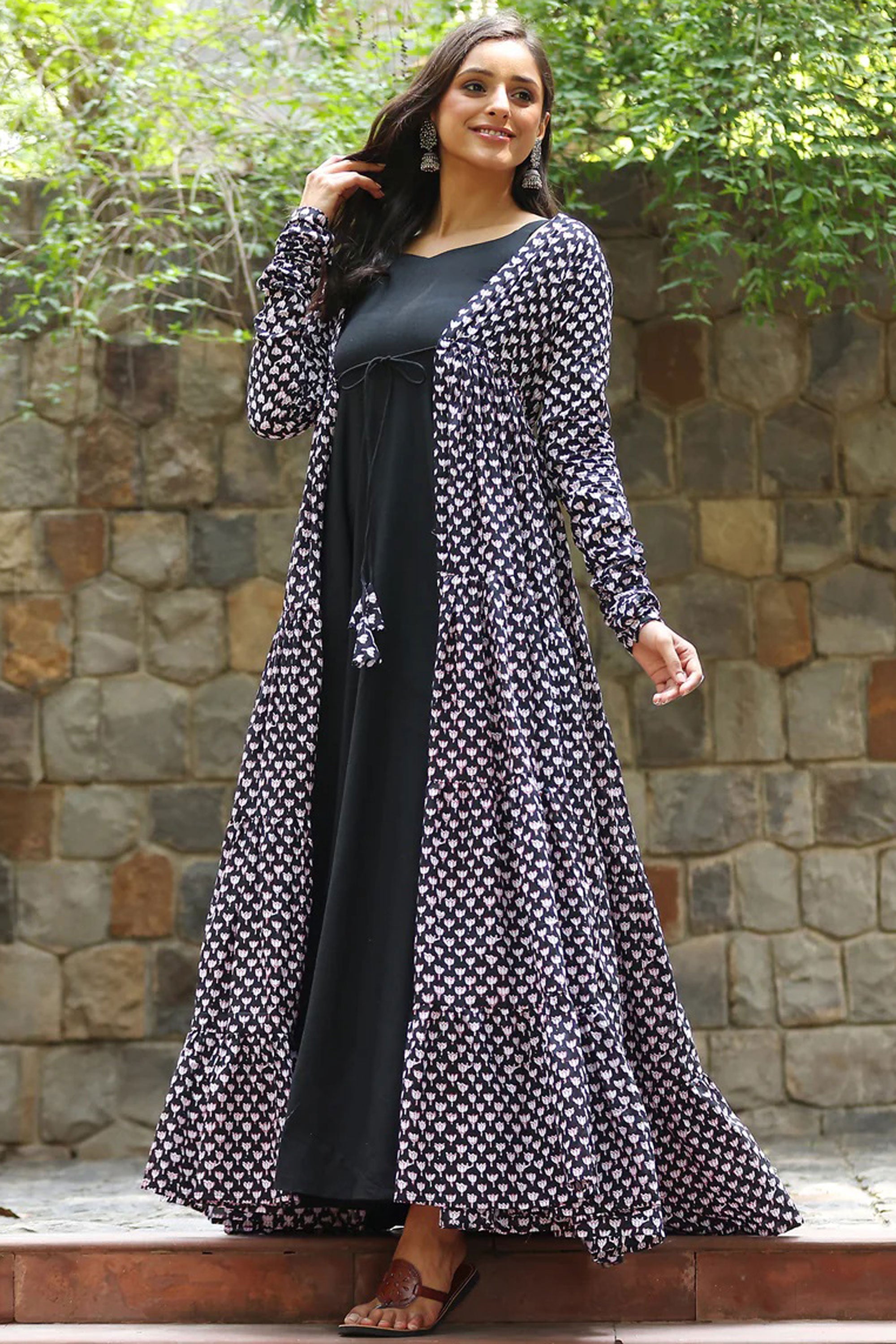 Beautiful Black Color Georgette Fabric Festive Look Readymade Printed Gown