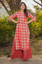 Load image into Gallery viewer, Rayon Fabric Red Color Pleasance Digital Printed Work Kurti With Bottom

