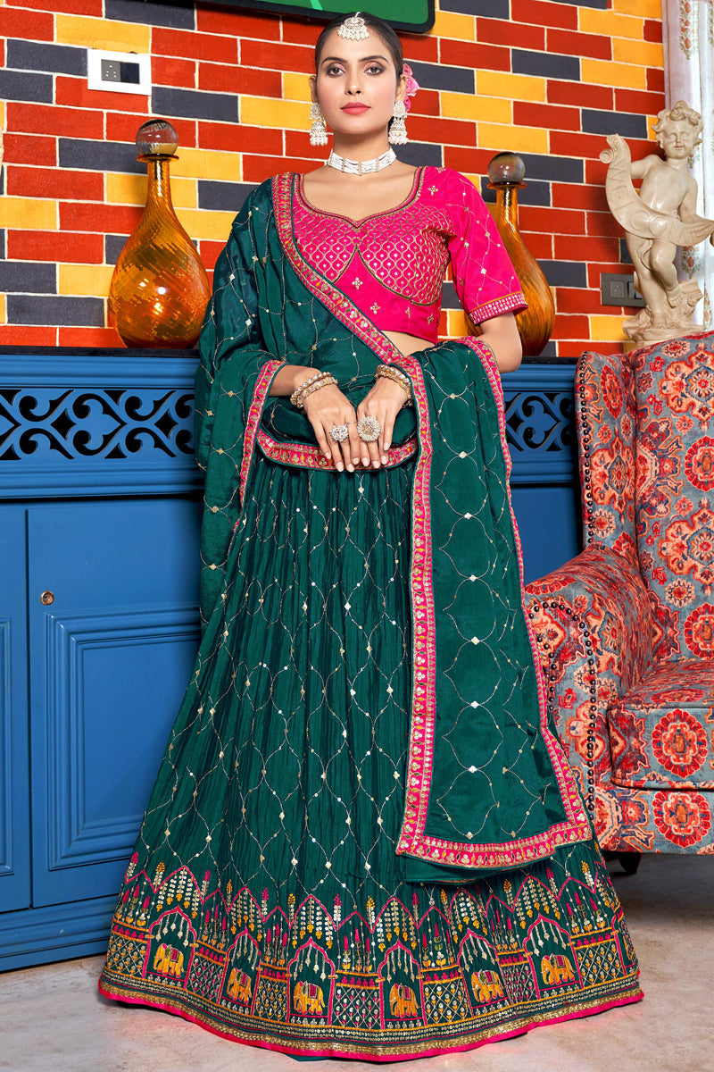 Chinon Fabric Embroidered Wedding Wear Lehenga Choli