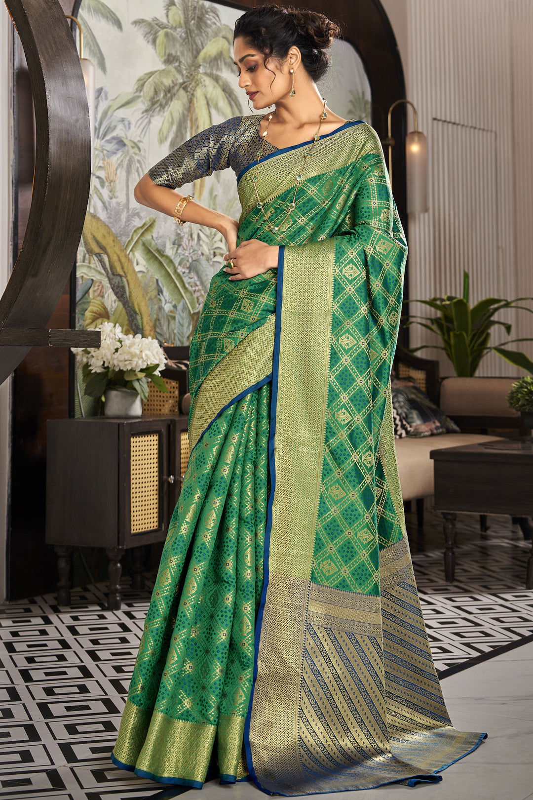 Imperial Green Color Festive Look Art Silk Saree With Weaving Designs | Buy Online India
