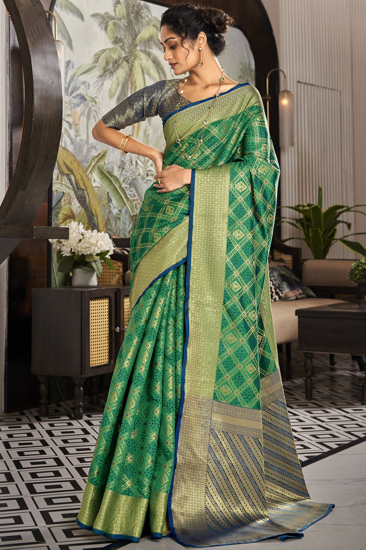 Imperial Green Color Festive Look Art Silk Saree With Weaving Designs | Buy Online India