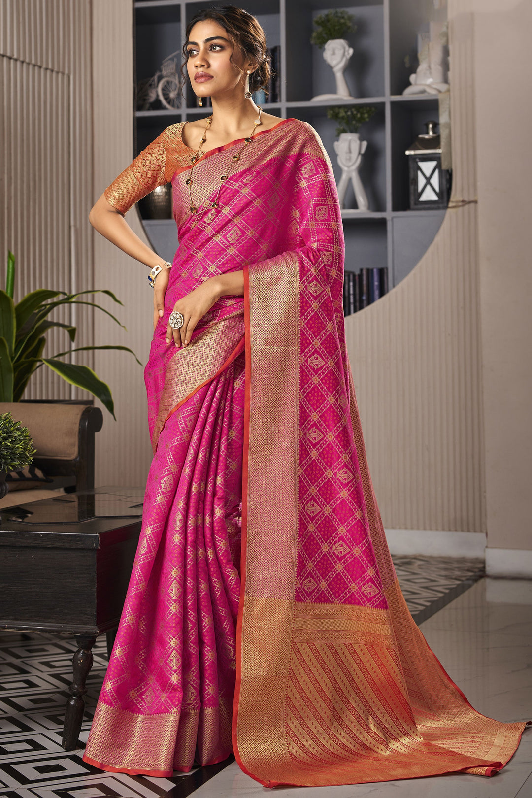 Festive Look Rani Color Fantastic Art Silk Saree With Weaving Designs | Buy Online India