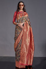 Load image into Gallery viewer, Art Silk Fabric Black Color Stylish Look Weaving Designs Saree
