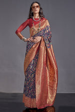 Load image into Gallery viewer, Navy Blue Color Art Silk Fabric Glamorous Look Weaving Designs Saree
