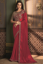 Load image into Gallery viewer, Red Color Charismatic Border Work Art Silk Saree
