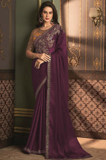 Load image into Gallery viewer, Phenomenal Border Work Purple Color Art Silk Saree
