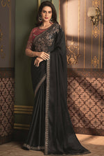 Load image into Gallery viewer, Black Color Gorgeous Border Work Art Silk Saree
