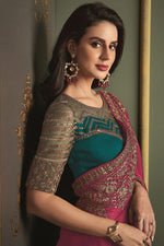 Load image into Gallery viewer, Rani Color Glorious Border Work Art Silk Saree
