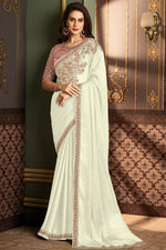 Load image into Gallery viewer, Soothing Border Work On Off White Color Art Silk Fabric Saree
