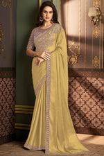 Load image into Gallery viewer, Border Work On Art Silk Fabric Yellow Color Gorgeous Saree
