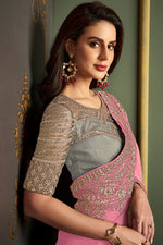 Load image into Gallery viewer, Graceful Art Silk Fabric Pink Color Saree With Border Work
