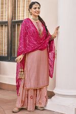 Load image into Gallery viewer, Fancy Pink Color Sangeet Wear Thread Embroidered Palazzo Suit
