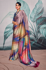 Load image into Gallery viewer, Multi Color Fascinating Digital Printed Satin Fabric Saree
