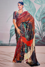 Load image into Gallery viewer, Multi Color Gorgeous Digital Printed Satin Fabric Saree
