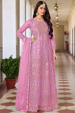 Load image into Gallery viewer, Radiant Pink Color Net Fabric Sangeet Wear Anarkali Suit With Embroidered Work
