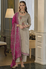Load image into Gallery viewer, Trendy Organza Fabric Dark Beige Color Readymade Salwar Suit
