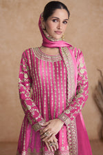 Load image into Gallery viewer, Vartika Singh Pink Color Fantastic Chinon Readymade Sharara Suit In Sangeet Wear
