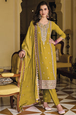 Load image into Gallery viewer, Yellow Color Lovely Festive Look Chinon Readymade Salwar Suit
