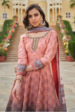 Load image into Gallery viewer, Peach Color Silk Fabric Tempting Readymade Gown With Dupatta
