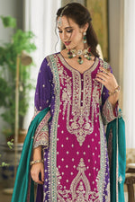 Load image into Gallery viewer, Rani Color Art Silk Fabric Ravishing Embroidered Readymade Palazzo Suit
