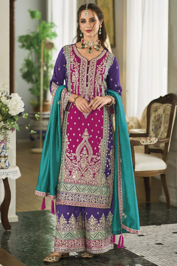 Rani Color Art Silk Fabric Ravishing Embroidered Readymade Palazzo Suit