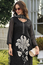 Load image into Gallery viewer, Black Color Organza Fabric Charismatic Readymade Salwar Suit
