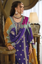 Load image into Gallery viewer, Purple Color Exquisite Embroidered Work Readymade Salwar Suit In Chinon Fabric
