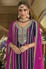 Load image into Gallery viewer, Glorious Function Wear Purple Color Organza Fabric Readymade Salwar Suit

